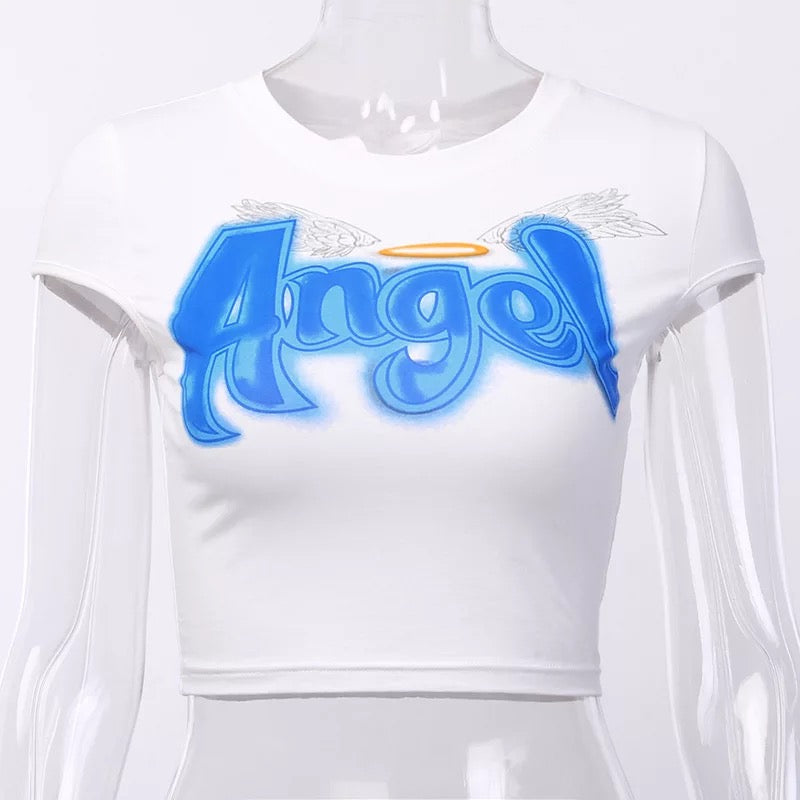 DDLGVERSE angel t-shirt blue front view