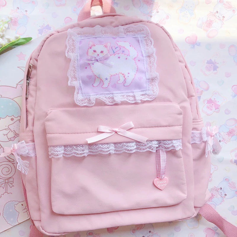 DDLGVERSE Pastel Lace Kitty Backpack