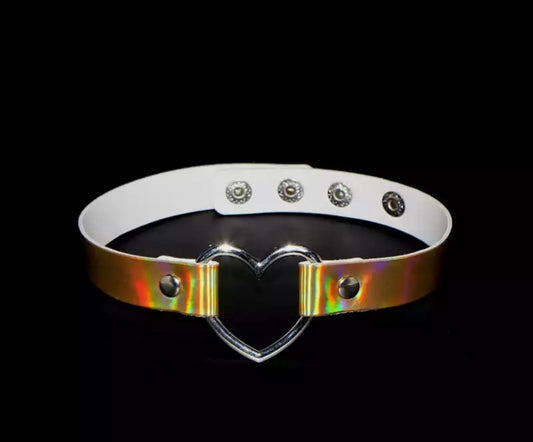 DDLGVERSE vegan Leather Heart Ring Collar Gold