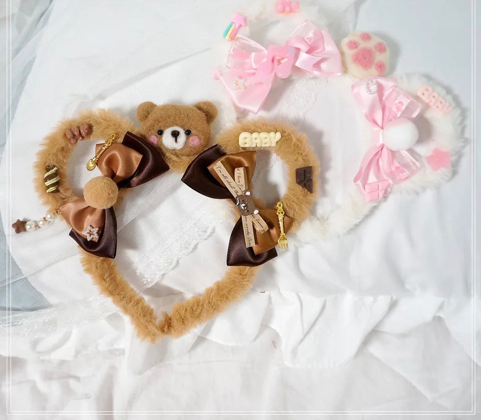 DDLGVERSE Luxury Bear Ears Brown and White