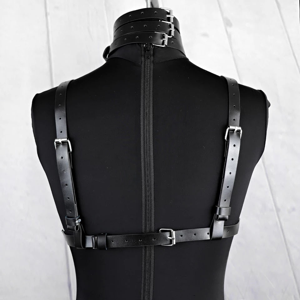 Black Vegan Leather Chest Harness