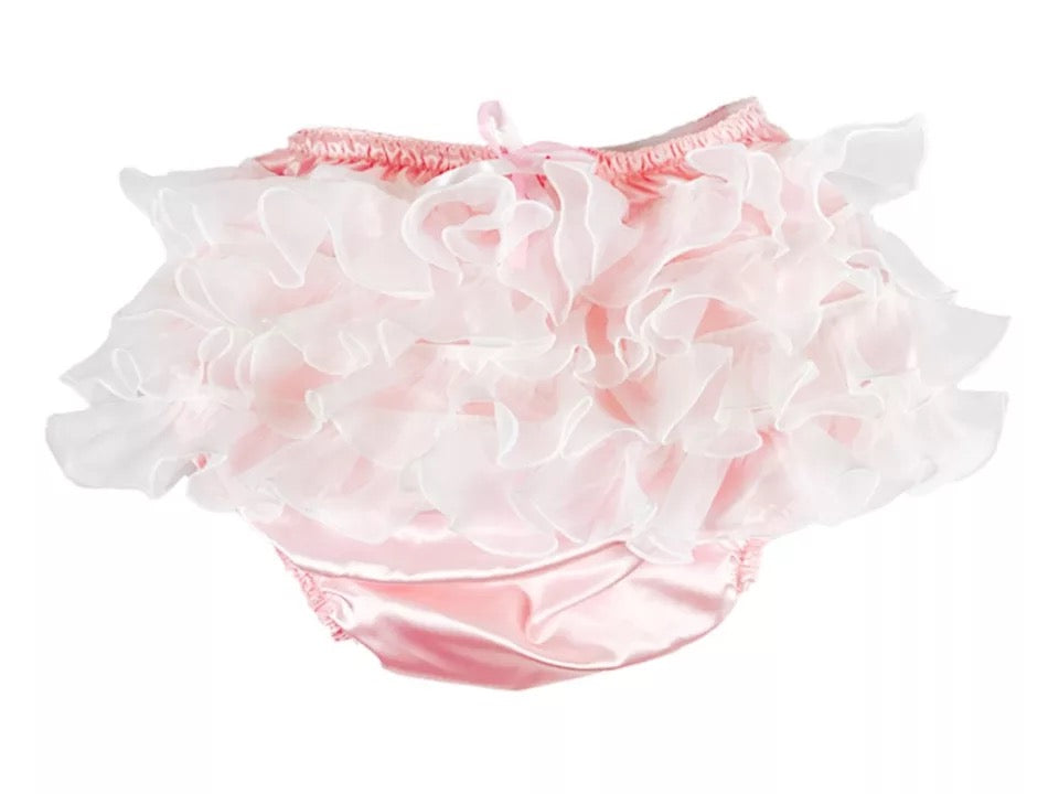 Silk Pink Ruffle Diaper Cover