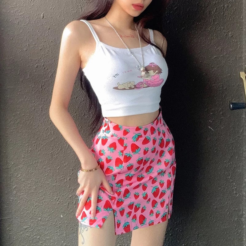 Strawberry Pencil Mini Skirt