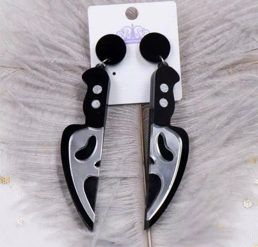 Scream Face Knife Earrings
