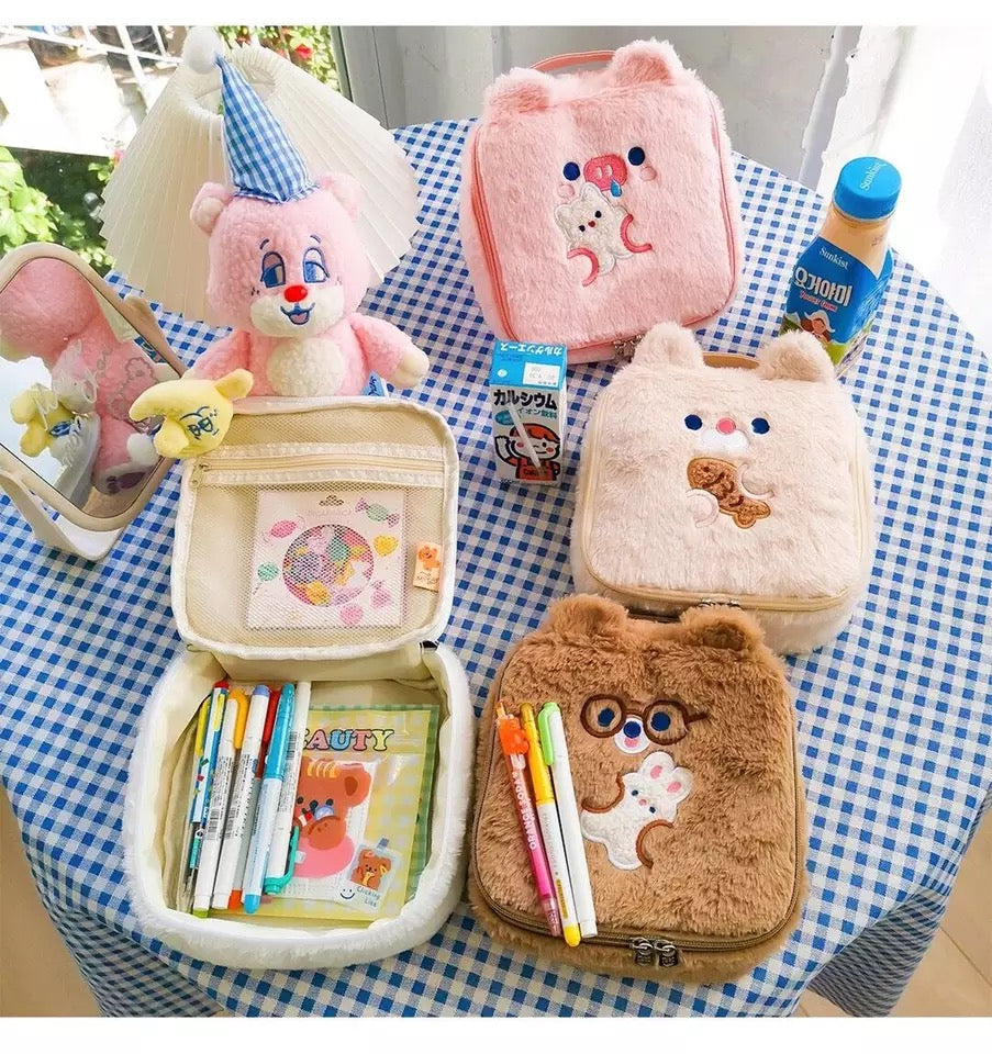 Fluffy Character Cosmetic Bags