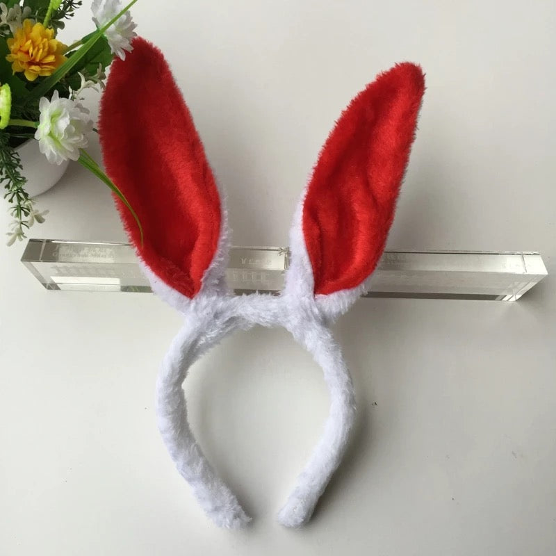 DDLGVERSE Fur Bunny Ears Grey and Red