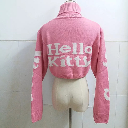Knitted Hello Kitty Turtleneck Sweater