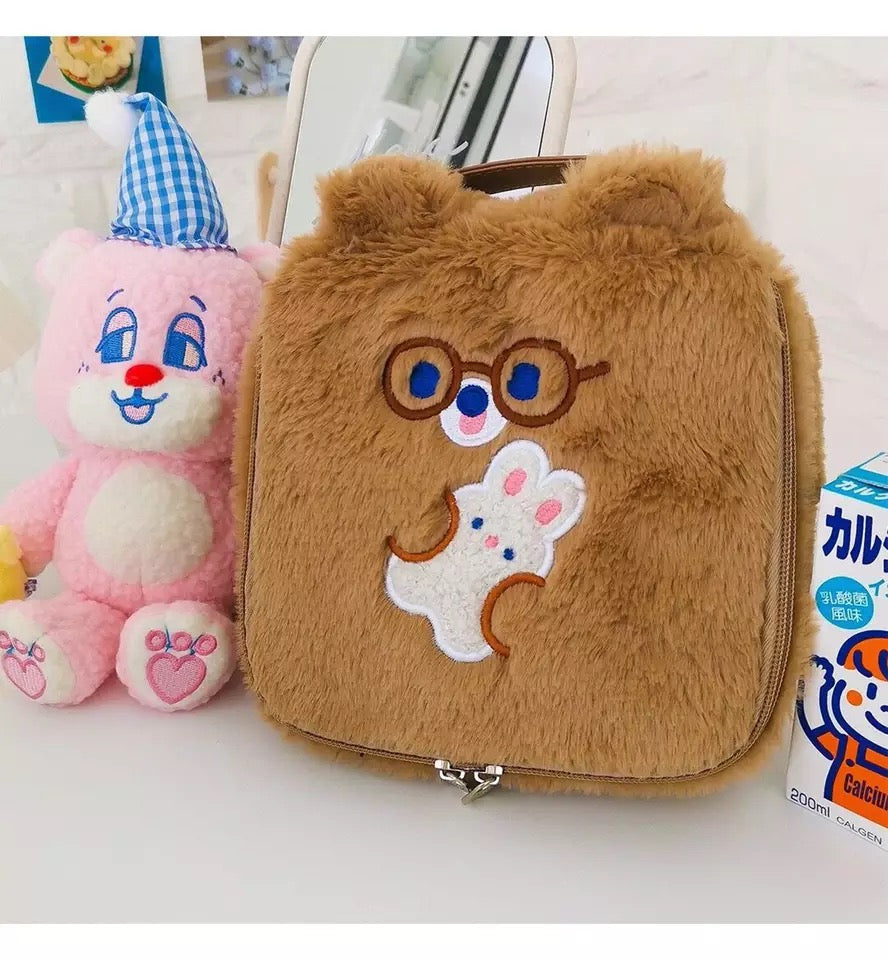 Fluffy Character Cosmetic Bags
