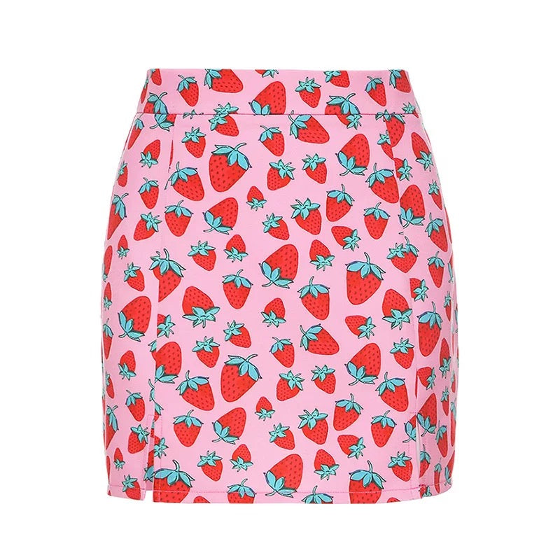 Strawberry Pencil Mini Skirt