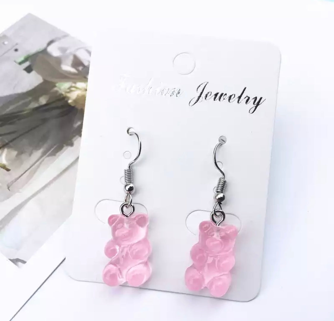 DDLGVERSE Gummy Bear Dangle Earrings Pink