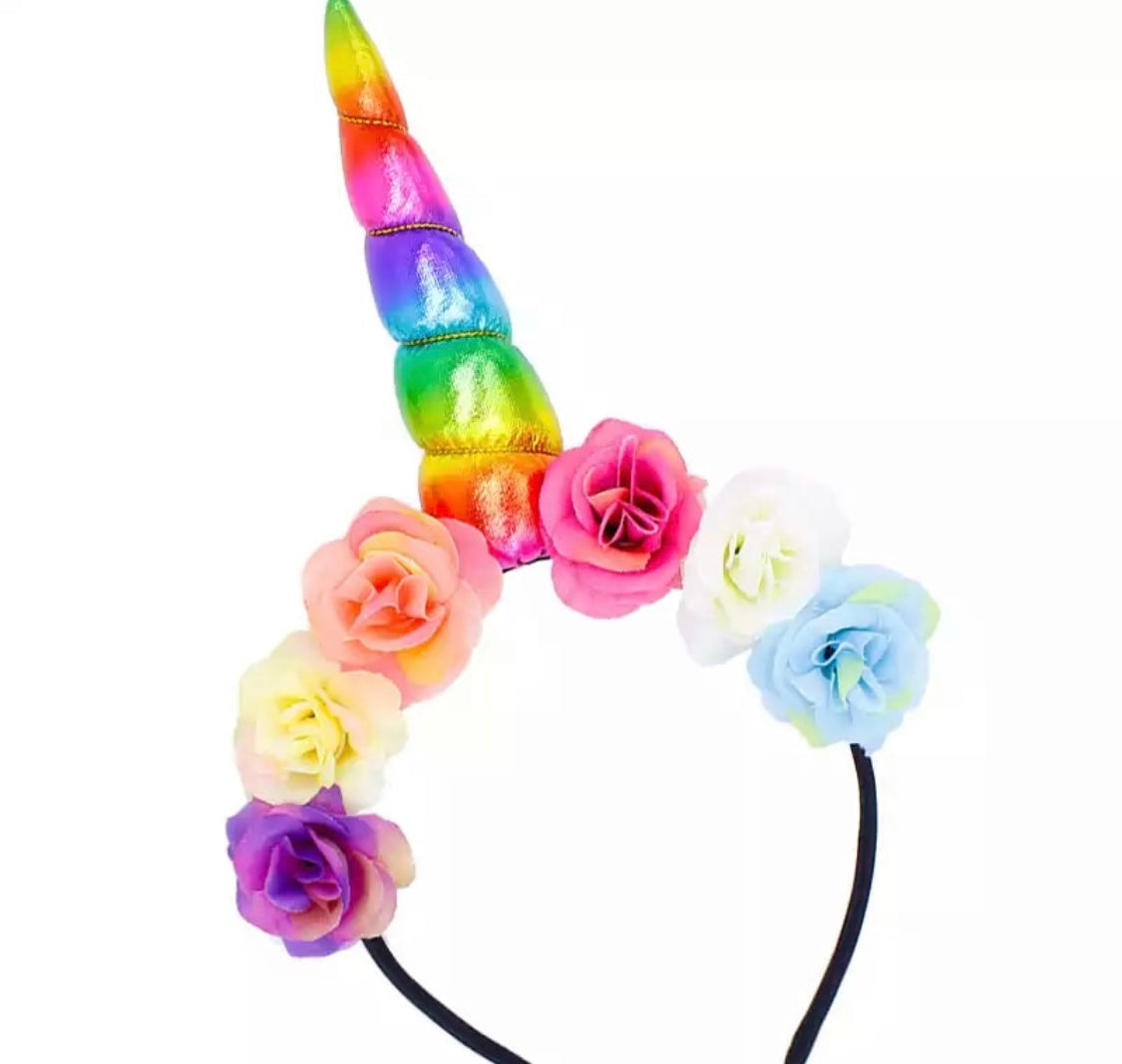 DDLGVERSE Unicorn Headband Floral Rainbow