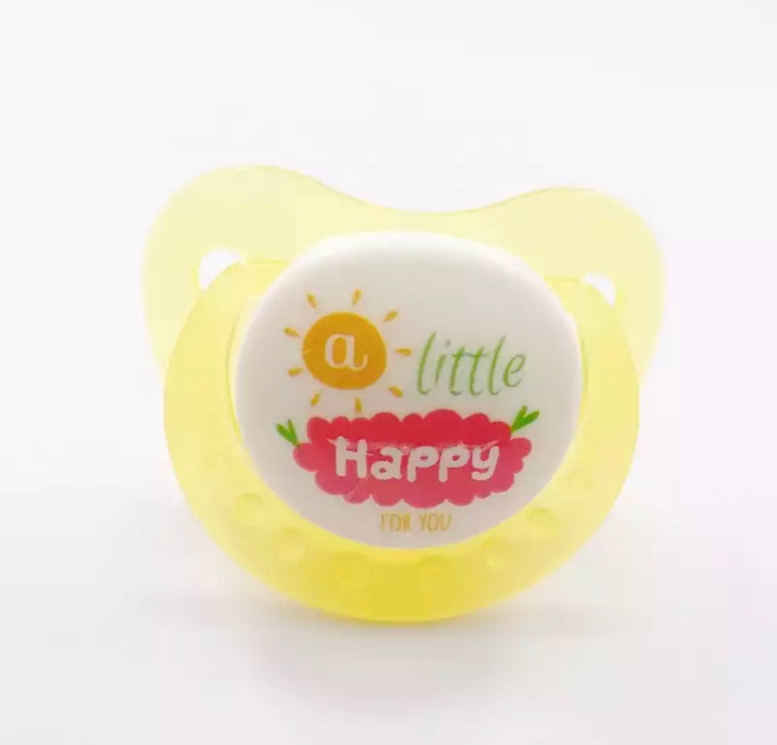 DDLGVERSE Adult Pacifier 'A little happy for you' in yellow