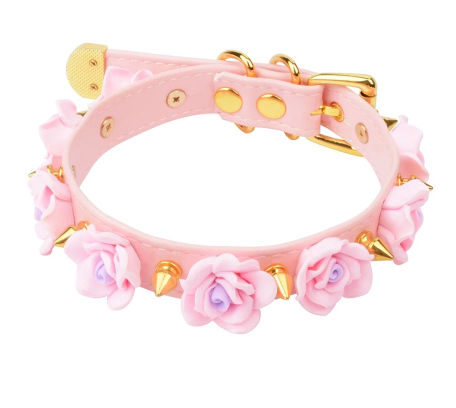 DDLGVERSE Floral Spiked Collar Pink and Gold