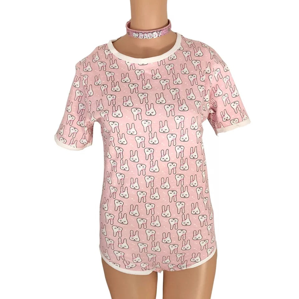 DDLGVERSE Tiny Bunny Adult Onesie Front View