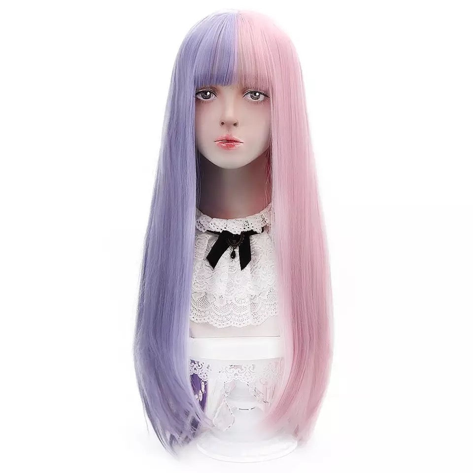 DDLGVERSE Pink Half Colour Synthetic Wig Purple