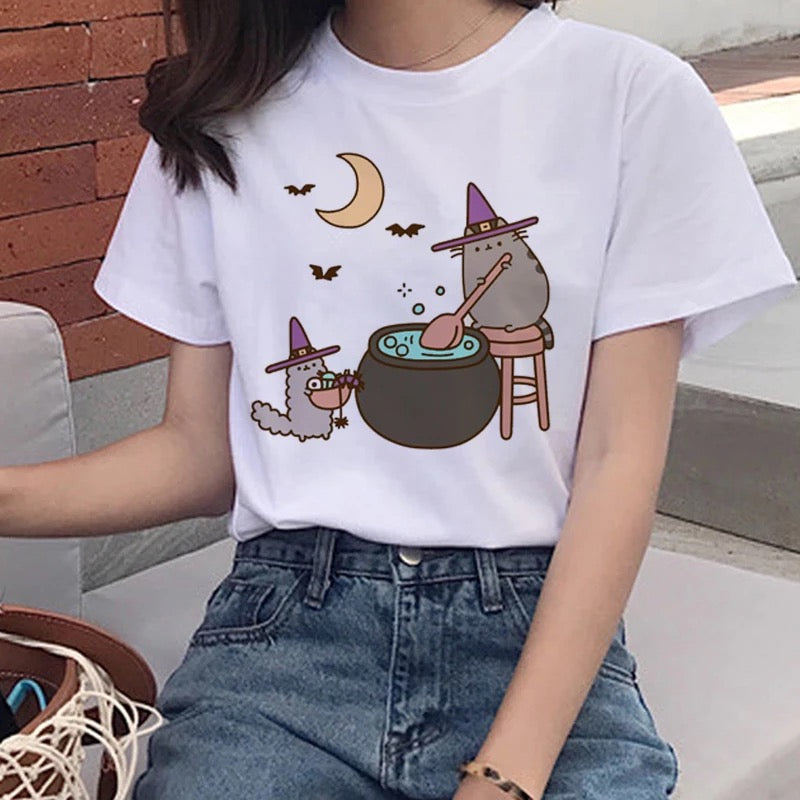 DDLGVERSE Pusheen cat t-shirt halloween