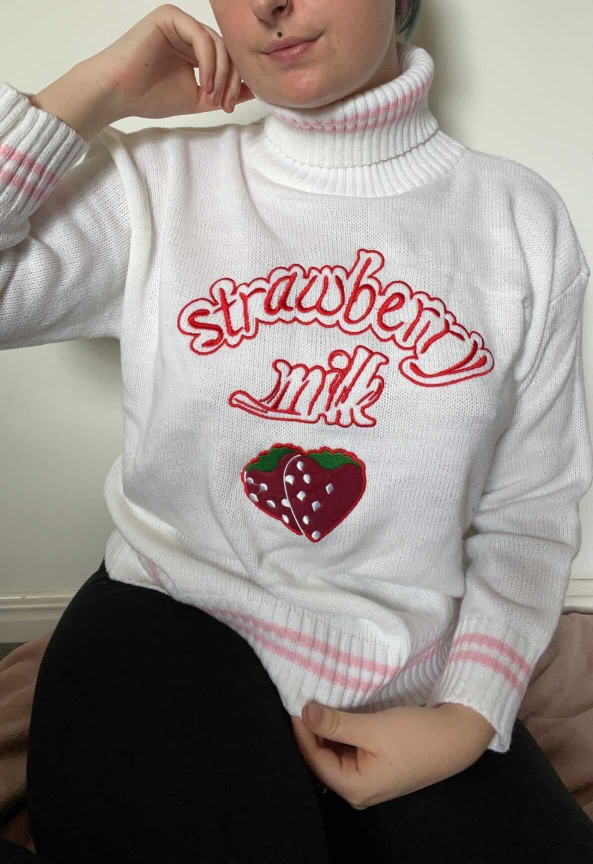 Strawberry Milk Knitted Turtleneck