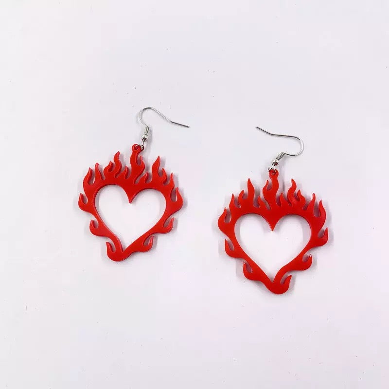 Flame Heart Earrings