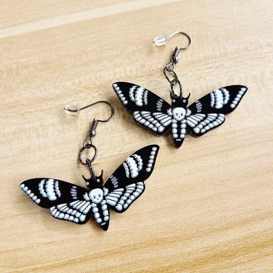 Dark Death Moth Earrings