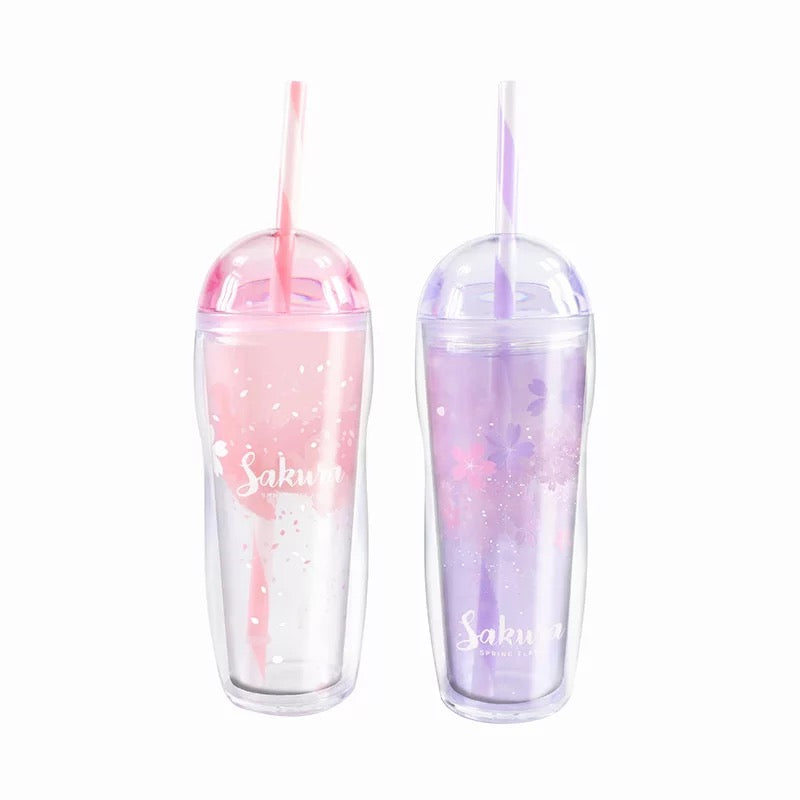 Sakura Straw Bottle Cups