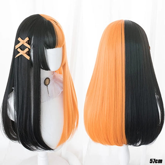 Orange & Black Split Wig