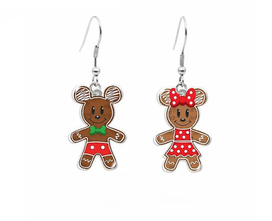 Festive Gingerbread Mouse Earrings