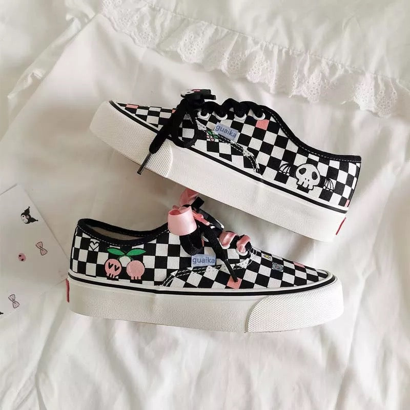 Kawaii Devil Checkerboard Sneakers