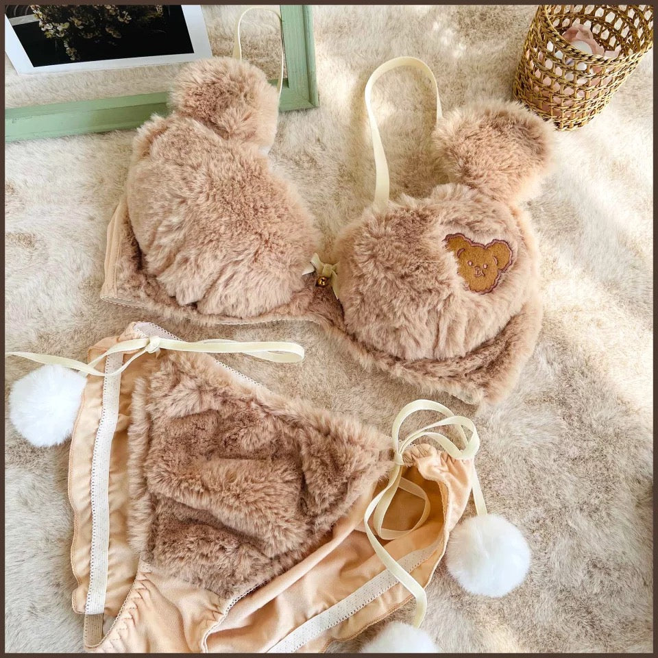 Plush Teddy Bra & Panties Set