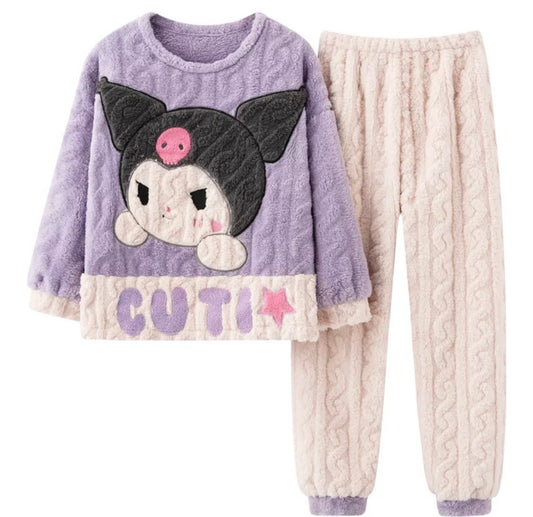 Kawaii Devil Cable Knit Fluff Pyjamas
