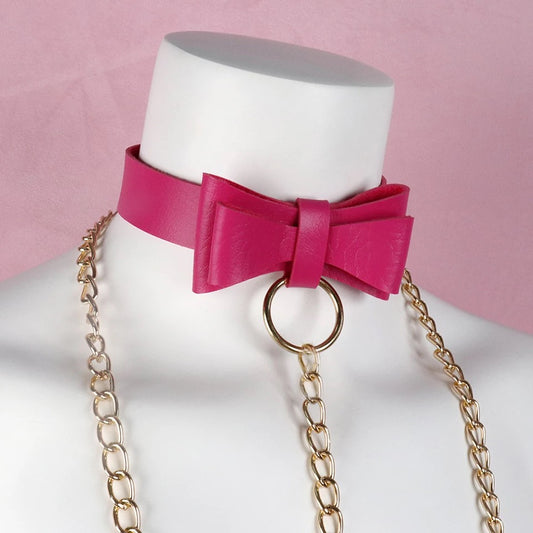 Hot Pink Bow Collar & Leash Set
