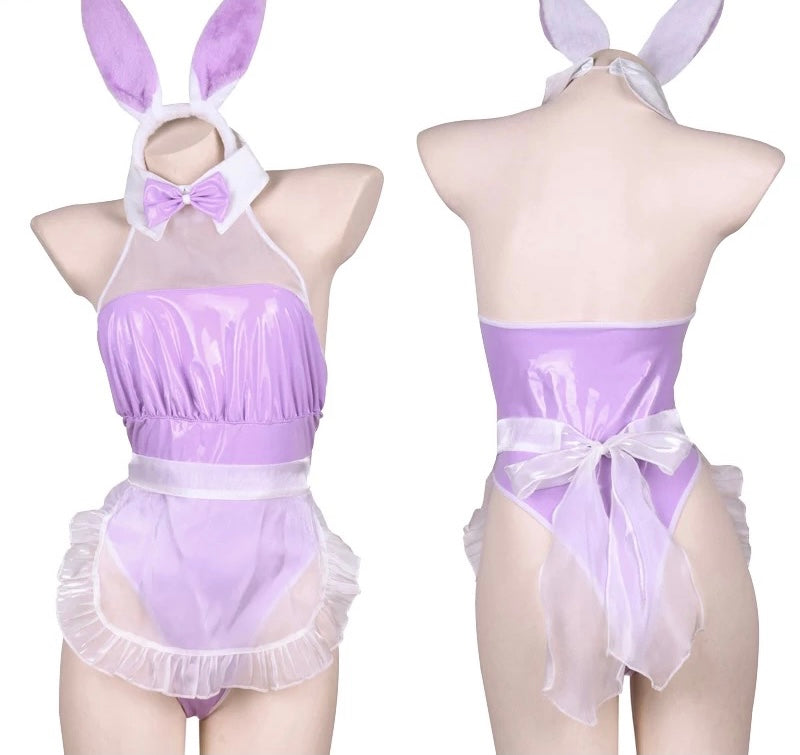 PVC Bunny Maid Ruffle Lingerie