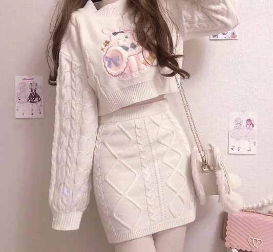 Cute Bunny Knitted Co-Ord