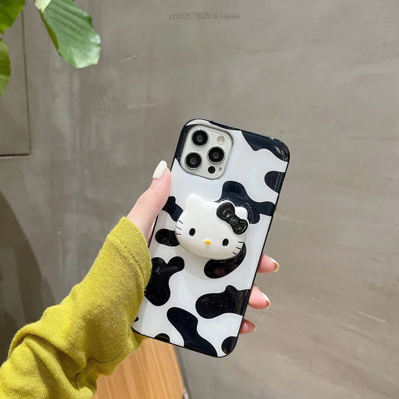 Cartoon Kitty Cow Print iPhone Case