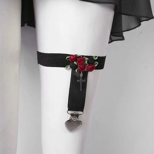 Gothic Rose Leg Garters