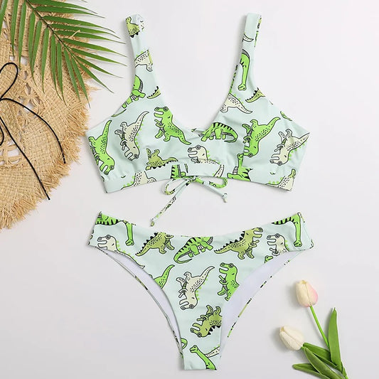 Green Dino Bikini Set