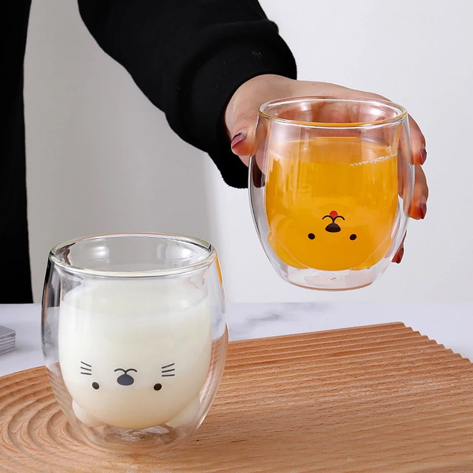 Animal Double Glass Cups