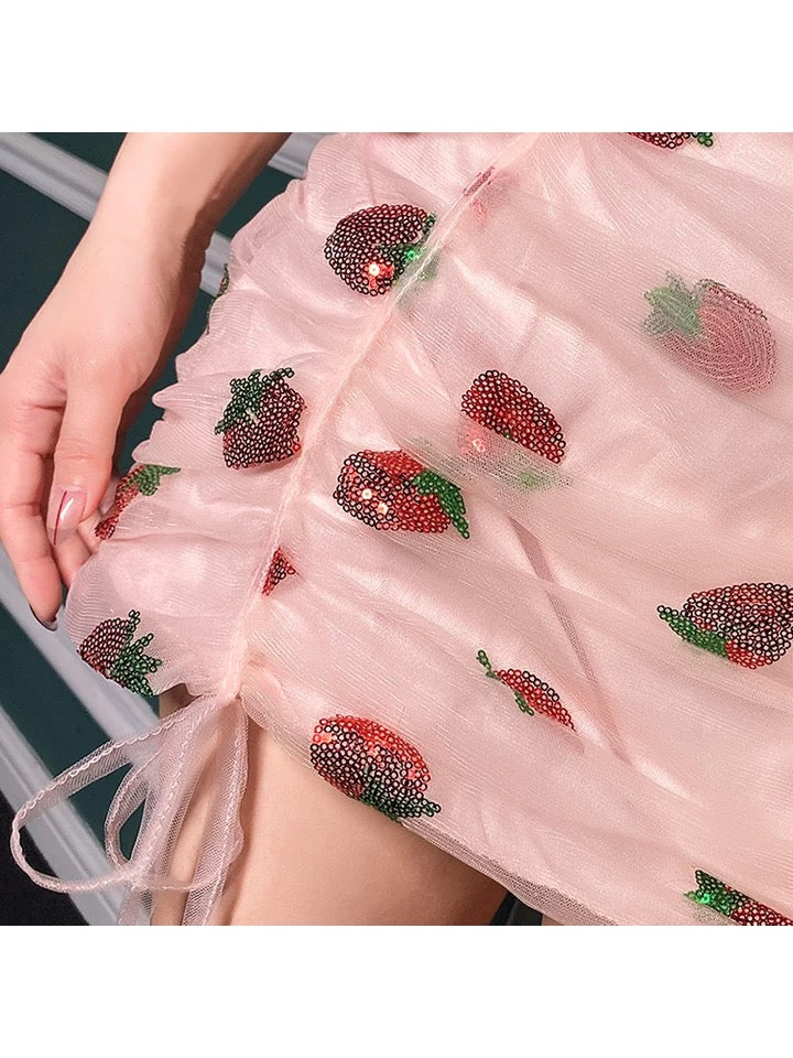 Strawberry Mesh Bodycon Dress