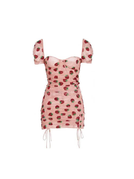 Strawberry Mesh Bodycon Dress