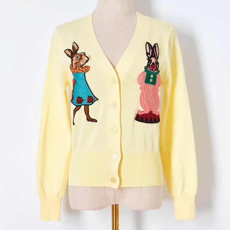 Embroidered Bunny Cardigan