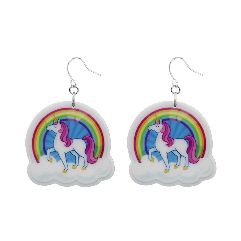 DDLGVERSE Rainbow Unicorn Earrings