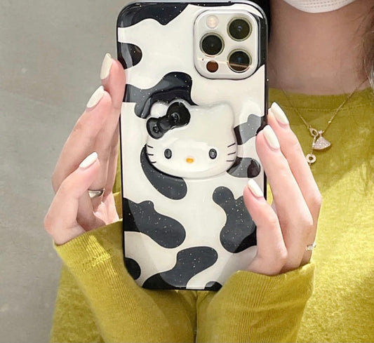 Cartoon Kitty Cow Print iPhone Case