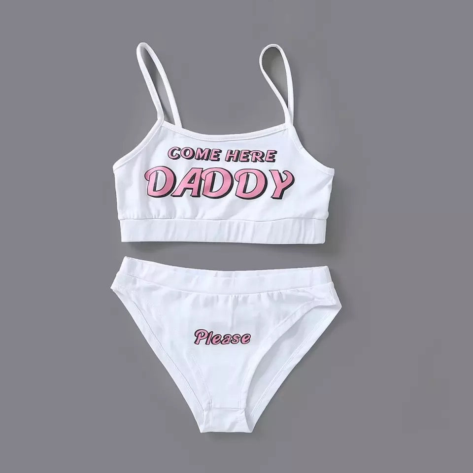 Come Here Daddy Bra and Panty Set Anime Cosplay Lingerie Set Underwear for  Women