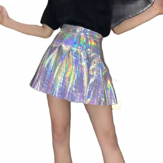 Holographic Pleated Skirt